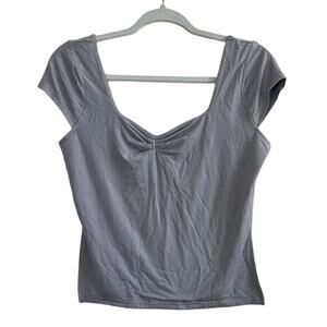 NWT Women's Gray Short Sleeve Bodycon Top Shirt Medium